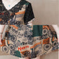 Large Size L-XXXXXL Women's Summer Dress Chiffon Veil Printing Above Knee V-neck Ruffle Short Sleeve Loose