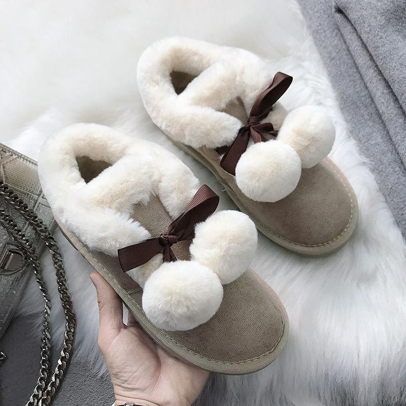 Snow Boots Female Students Korean Version Plus Velvet Cute Waterproof Wild Non-slip Winter Fashion Cotton Shoes
