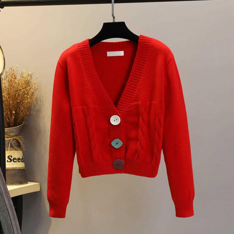 Autumn and Winter Twist Loose Sweater Knit Short Cardigan Outer Wear All-match Thin Women