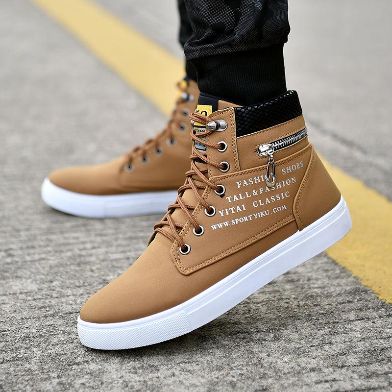 Spring and Autumn Sports High-top Shoes Men's College Style Korean Canvas Flat Casual All-match Sneakers