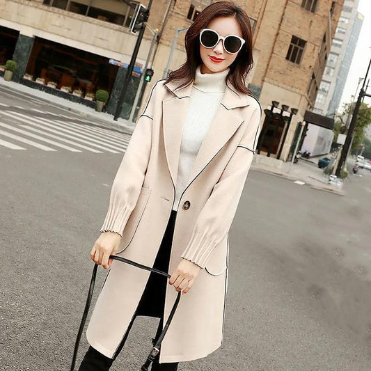 Autumn and Winter Coat Women's Mid-length Cotton and Thick Woolen Loose Casual Coat