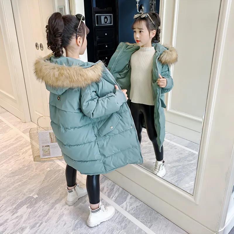 Girls' Warm Winter Padded Jacket Korean Style Padded Coat Children's Mid-length Down Quilted Jacket