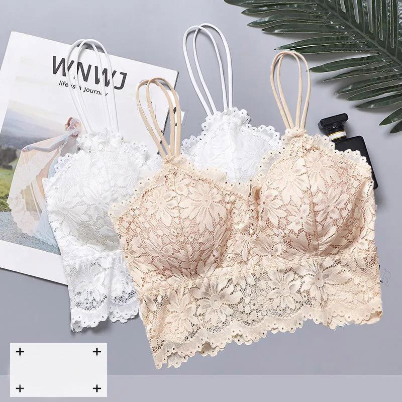 Two-piece Japanese Thin Section Anti-glare Skin-friendly Breathable All-match No Steel Ring Lace Camisole Tube Top Wrap Bra