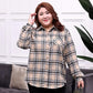 Large Size 150kg Wearable Pink Plaid Shirt Women Loose Brushed Shirt Casual Lapel Long Sleeve blouses