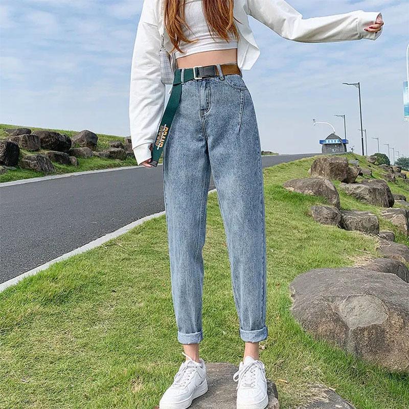Women's Jeans Spring and Autumn Loose Straight Daddy Pants High Waist Thin Harem Pants Trousers Ladies Denim Jeans