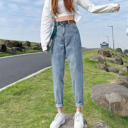 Women's Jeans Spring and Autumn Loose Straight Daddy Pants High Waist Thin Harem Pants Trousers Ladies Denim Jeans
