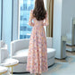 Jacquard V-neck Long-sleeved Dress Spring and Autumn Style Temperament Waist Slimming Slim Bow Long Dress Women's Fabric Light and Breathable
