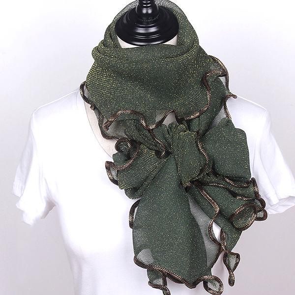Bright Silk Edging Scarf Women Long Fashion All-match Dancing Scarf Sweet Shawl Wrap