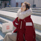 Winter Fluffy Fur Collar Hooded Long Over-the-knee Women's Down Cotton Jacket Women's Bread Jacket Cotton Jacket Women's Loose Casual Winter Jacket