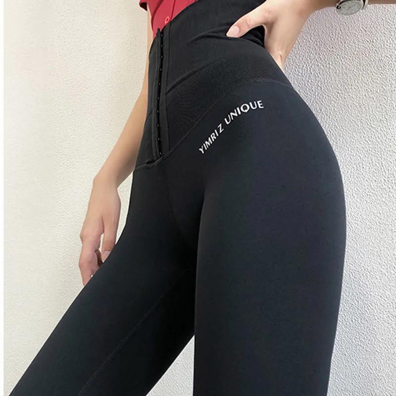 Women's High-waist Hip-lifting Running Sweatpants with Buttoned Outer Wear Fitness Pants Tight-fitting Seamless Stretch Yoga Pants