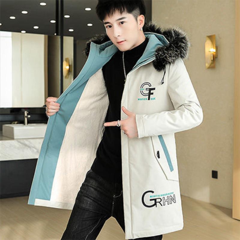 Large Size Men's Plus Velvet Thick Mid-length Cotton Coat Men's Autumn Warm Jacket Trend