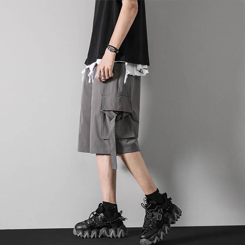 Functional tooling casual shorts men's summer breathable cool and comfortable all-match five-point pants pocket solid color outer wear shorts