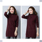 Women Winter Warm Turtleneck Knitwear Dress Long Knitted Solid Color Sweater Skirts Thicken