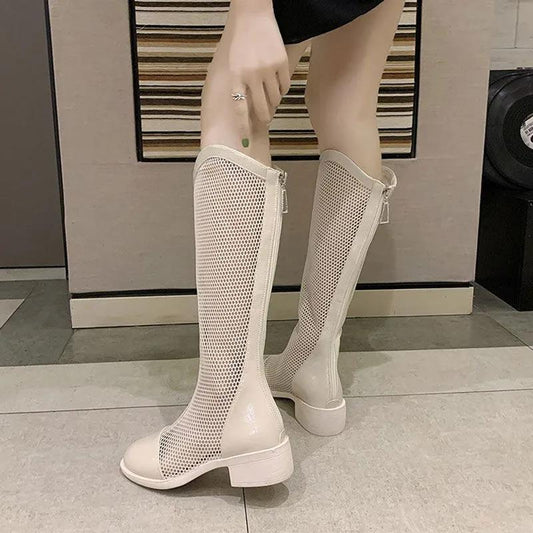 Summer Women's  Mesh Sandals Thick-soled Hollow Breathable Martin Boots Locomotive Fried Street Boots