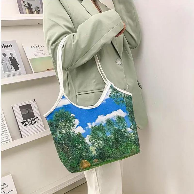 Painting Canvas Bags Casual Large Daily Women Shoulder Tote Handbag Simple Hobo Bags Funny Comics