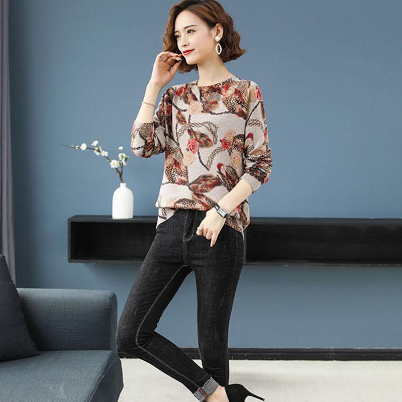 High-end Women Sweater Winter O-neck Knit Pullover Oversized Printed Wool Sweater  Thick Warm Jumper Tops Outwear or Bottoming