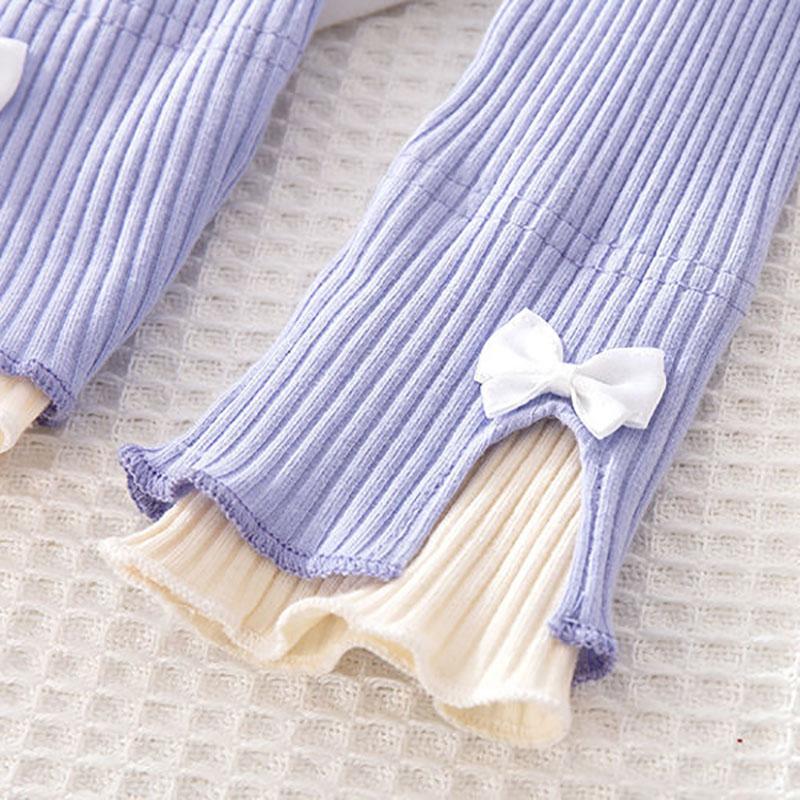 Girls' Leggings Elastic Pants Versatile Long Pants Contrast Color Lady Sweet Spring and Autumn Pants Inside and Outside