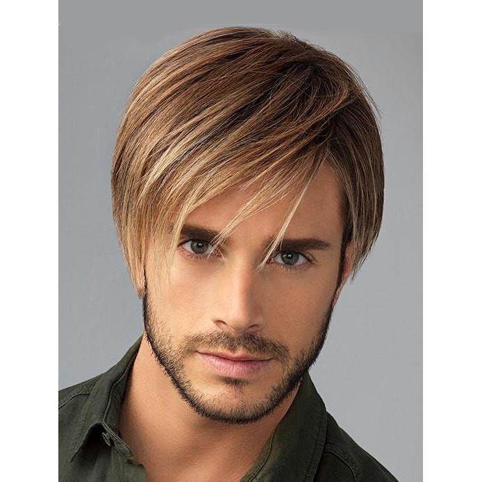 Short Straight Synthetic Men Wig for Male Natural Wigs Brown Color Toupee WIGS