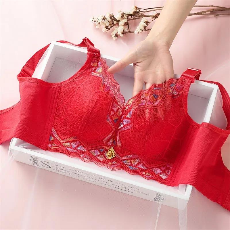 Lace Beautiful Back Underwear Small Chest Gathered Anti-sagging No Steel Ring Adjustment Type Closed Breast Sexy Bra