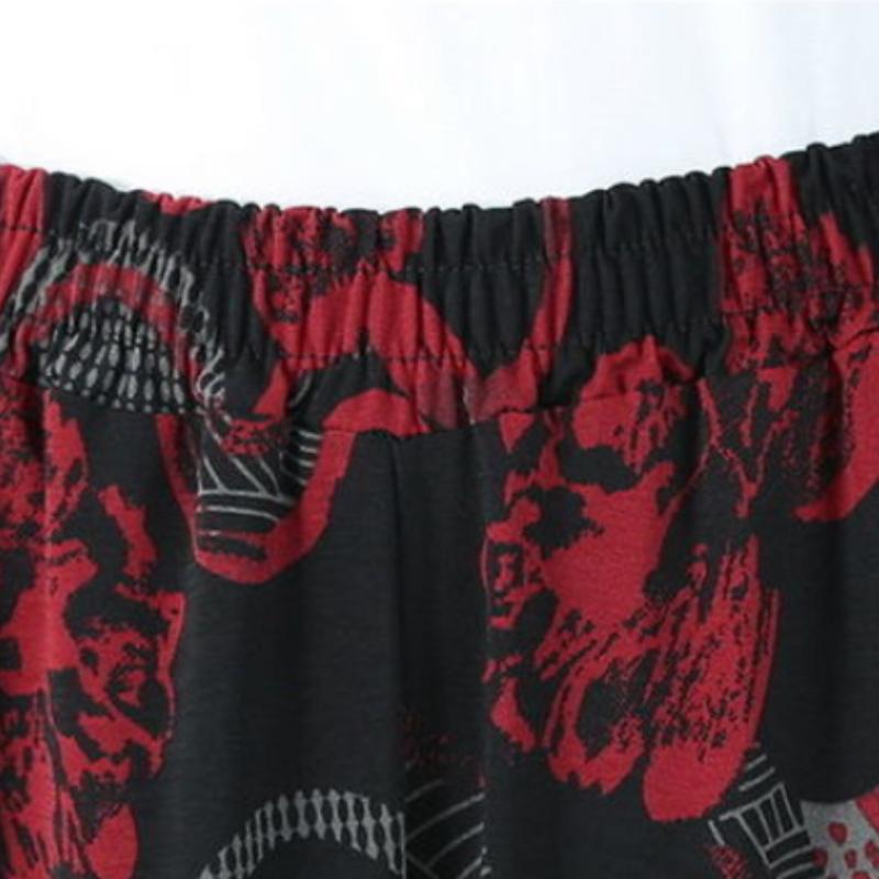 Carrot Pants Loose Spring and Summer Straight Pants Flower Pants Harem Pants Middle-aged Women's Pants