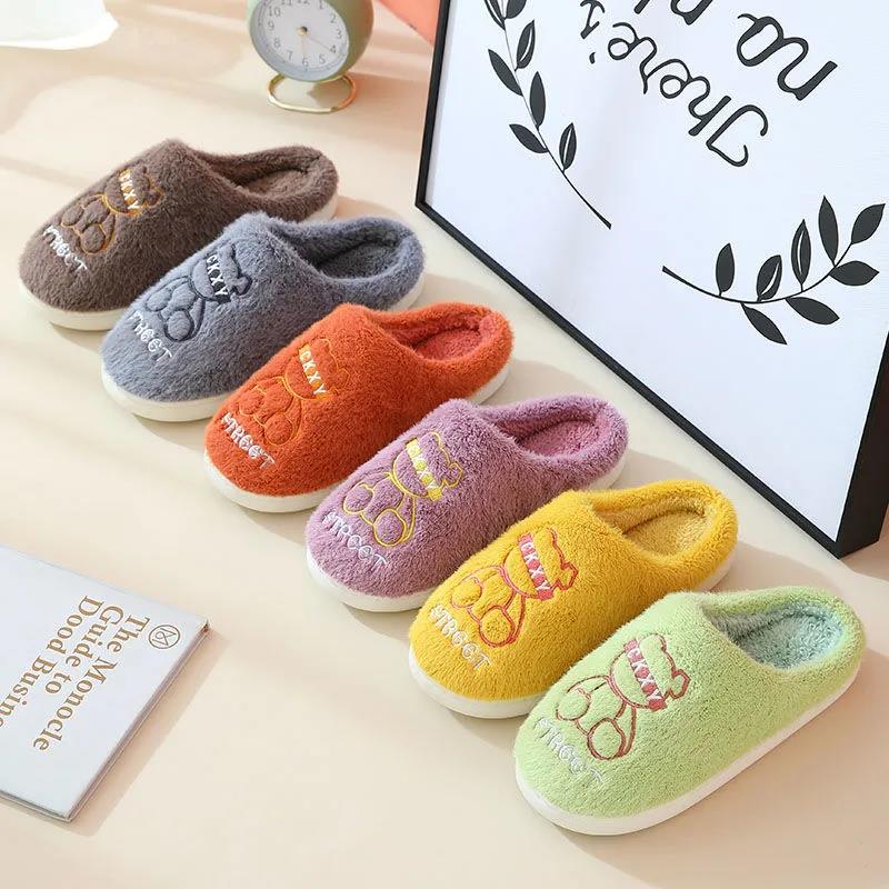 Autumn and Winter Pure Cotton Slippers Indoor Non-slip Soft-soled Shoes Warm Simple Plush Cotton Shoes