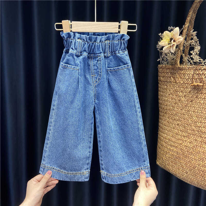 Children's Pants Summer Girls Korean Style Casual Wide Leg Pants Denim Waist Baby Anti-mosquito Casual Pants