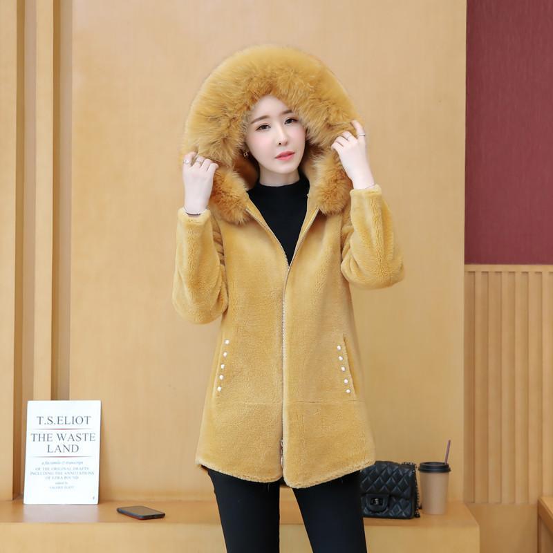 Cold warm Long sleeve fur jacket Trend Large size Fur coat Winter Woman's Cotton Wool Coat Winter