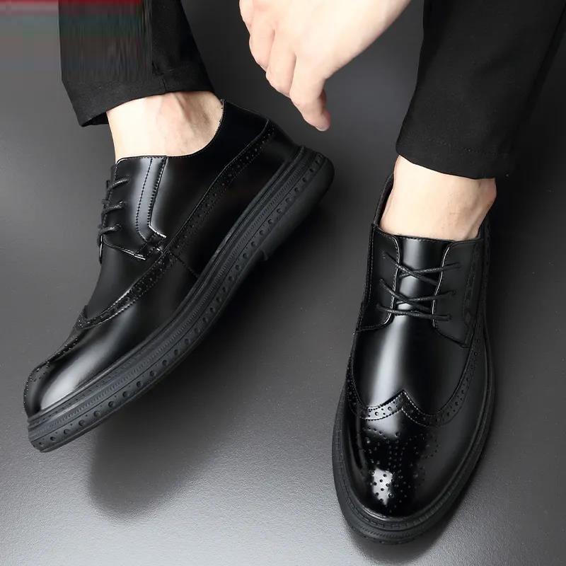 Leather Shoes Men's Business Suits Men's Leather Shoes Leather Breathable British Style Leather Shoes