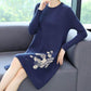Autumn and Winter Loose Mid-length Dress Large Size Casual Printing Base Skirt Temperament Middle-aged Women Sweater Dress