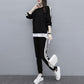 Large Size Thin Sports Suit Female Casual Two-piece Round Neck Long-sleeved Shirt + Casual Sports Pants Loose and Comfortable