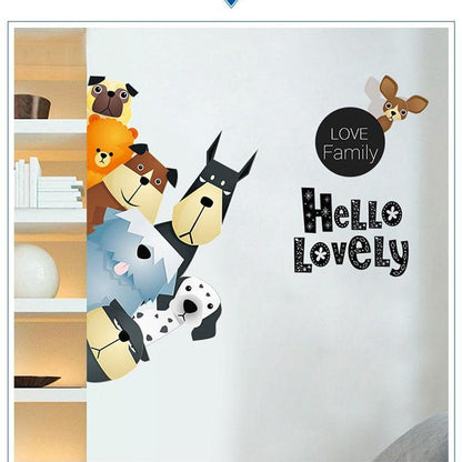 A Family Of Cute Cartoon Wall Stickers Decorative Stickers Decals Greenwall Stickers