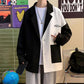 High-quality Contrast Color Stitching British Style Suit Men's Autumn Casual Loose Suit Jacket Long-sleeved Warm Mid-length Windbreaker