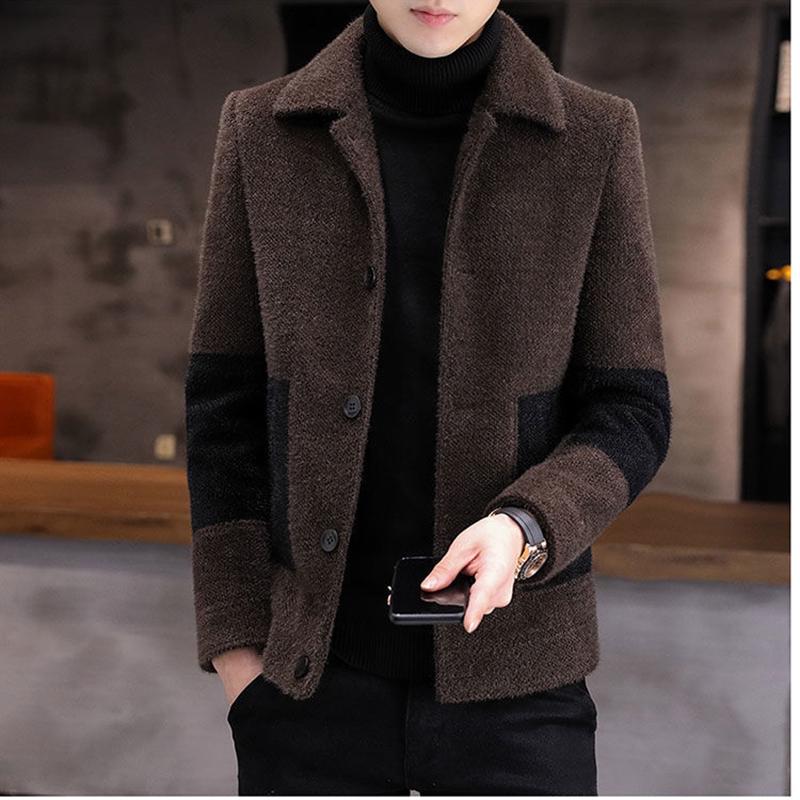Short Stitching Men's Jacket Autumn and Winter Fashion Trend Slim Single-breasted Youth Jacket