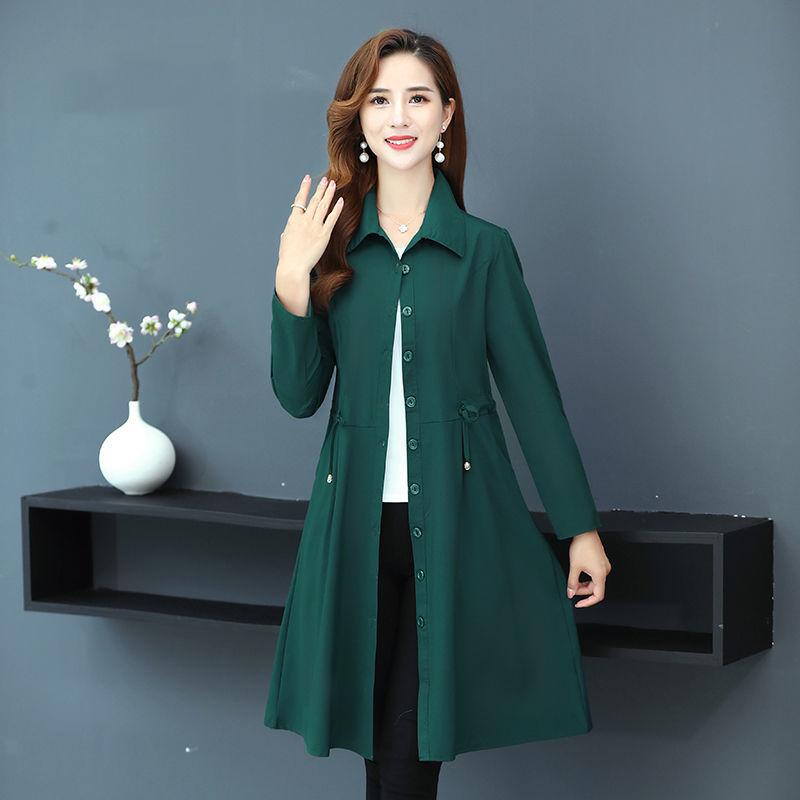 Pocket Long-sleeved Dress High-end Mid-length Lace-up Belly Button Skirt