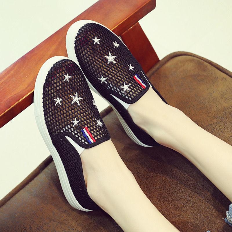 Soft Sole Net Shoes Women's Trendy Lightweight Cloth Shoes Breathable Hollow Mesh Shoes Casual Sports Shoes