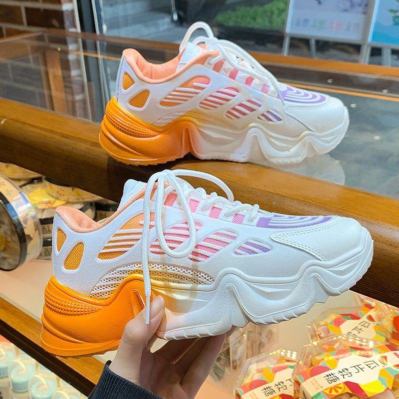 Harajuku Style Spring  Summer All-match Candy Color Increased Thick-soled Korean Casual Fashion Sneakers