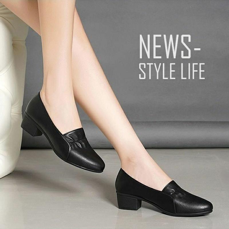 Shoes Women Heels Leather Black Lady Work Professional Shoes 2021 New Luxury Designer High Heels Shoes Women