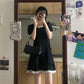 Women's Spring and Summer French Lace Square Neck Versatile Waist Short Sleeve A-line Skirt