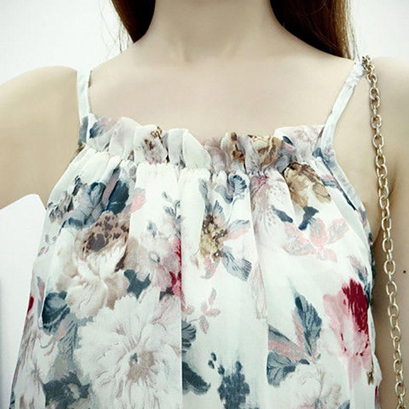 Fashion Sweet Beach Backless Dress Boho Long Floral Dress Women's Summer Camisole Dress Women