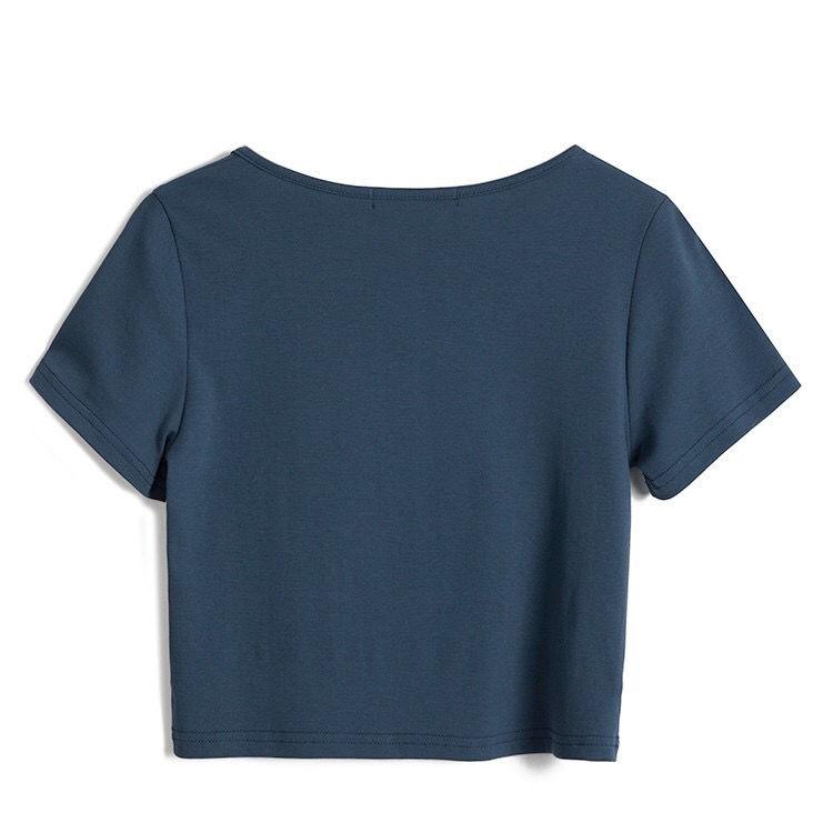 Spring Summer Women's Solid Color Short-sleeved Tops Fake Two-piece Stitching Short T-Shirts Are Thin Exposed