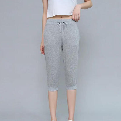 Lightweight Cotton Sports Cropped Trousers with Zipper Pockets Female Student Harem Pants Summer Loose and Thin Pants