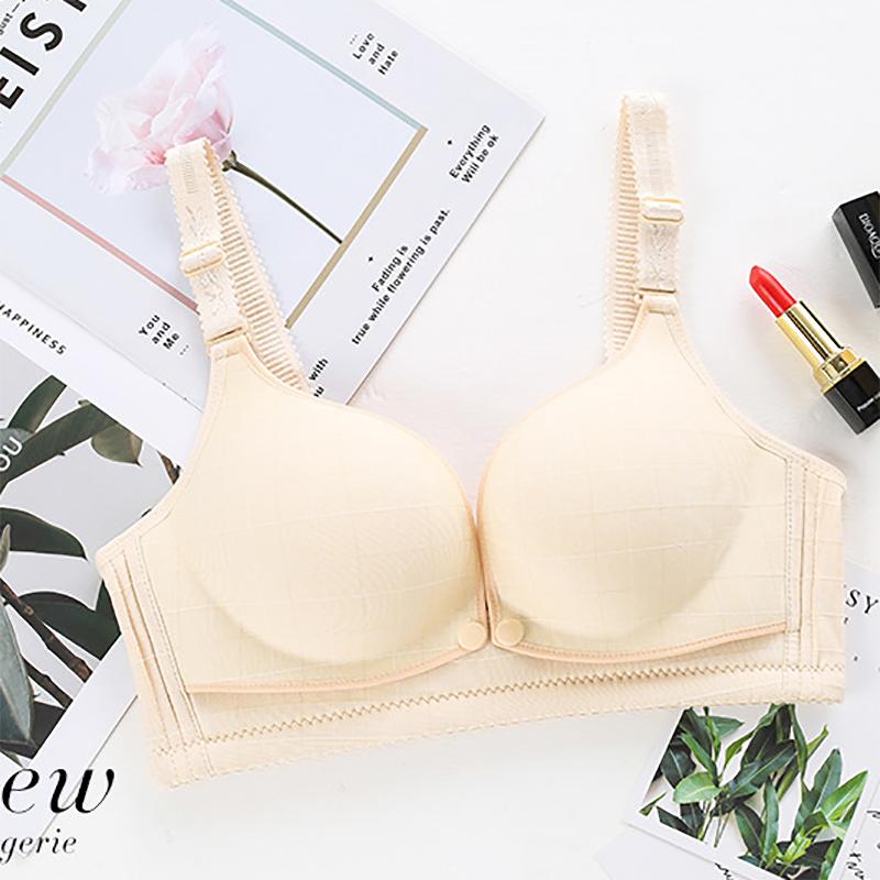Nursing Bra Pure Cotton No Steel Ring Front Buckle Anti-sagging Adjustable Maternity Underwear Gather Nursing Bra