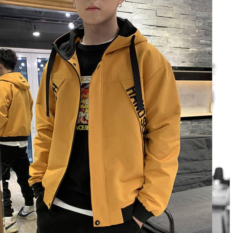 Spring Solid Color Jacket Men Hooded Coat Regular Top Casual and Comfortable Parka