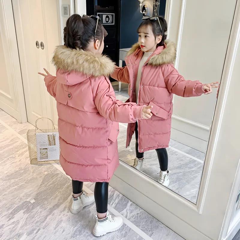 Girls' Warm Winter Padded Jacket Korean Style Padded Coat Children's Mid-length Down Quilted Jacket