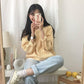 Pofulove 3 Colors Girly Warm Long Sleeve O-Neck Loose Knitted  Blouse Sweet Simple Color Sweaters