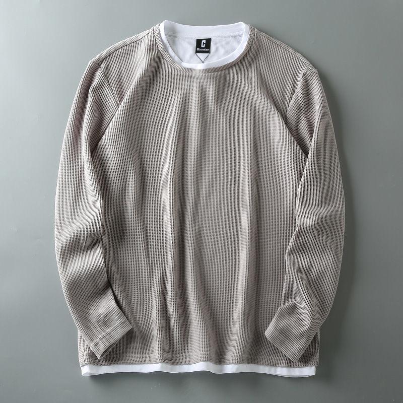 Winter Warm and Comfortable Waffle Trend Men's All-match Casual Sweater T-shirt Bottoming Shirt