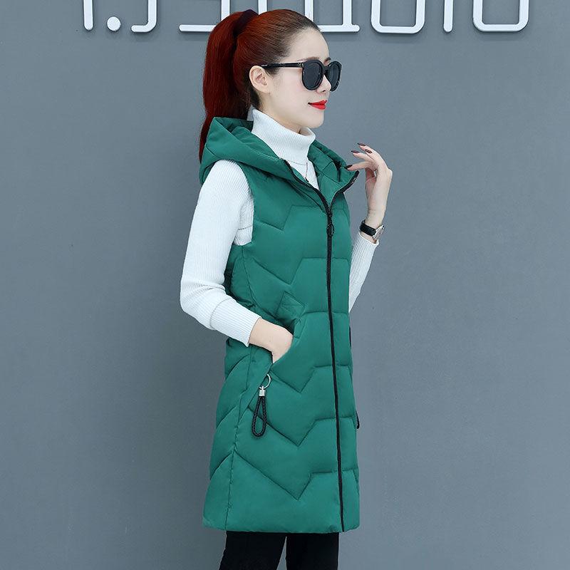 Women Down Cotton Hooded Vest Coat Autumn And Winter Sleeveless Thicken Jacket