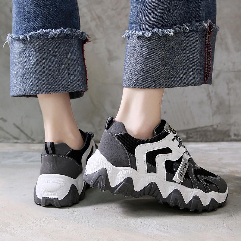 Women Casual Shoes Leather Mesh Platform Shoes Women Sneakers Ladies Dad Chunky Shoes Chaussure