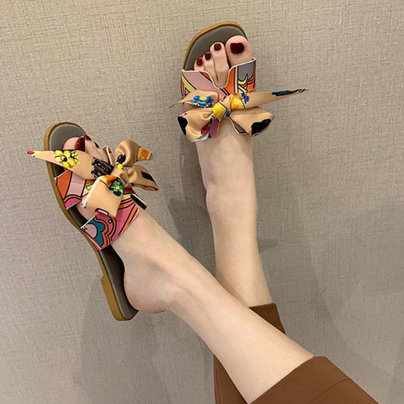 Slippers Women's Outer Wear Summer Tow Bowknot Student Sandals Women's Fashion Casual Wild Women
