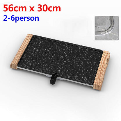 1700W Wooden Handle Medical Stone Oven Electric Grill BBC Machine Bakeware Flat Bottom Frying Pan  Kitchen Supplies